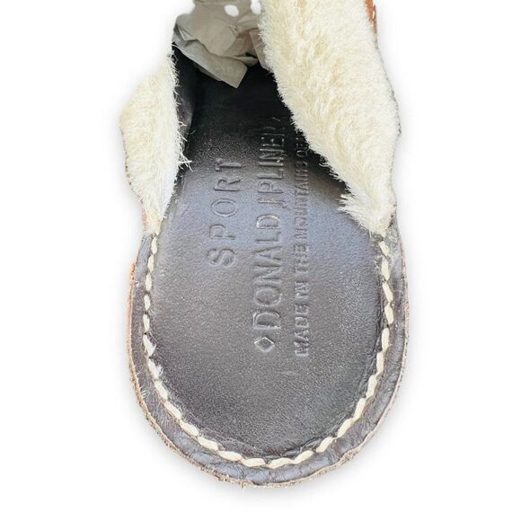 Donald J. Pliner Heels Winter Clogs Tan Leather / Cream Fur Trim Women's 8 N - Picture 9 of 11